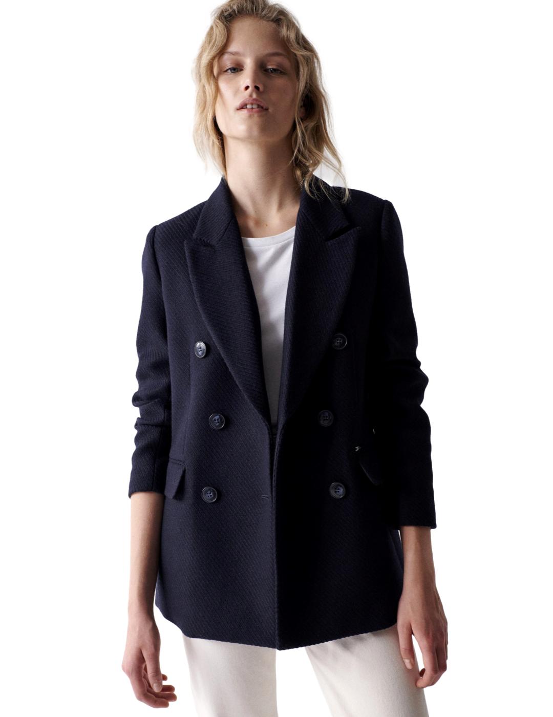 Blazer de paño lisa Salsa Azul Marino - Bicos de Fío