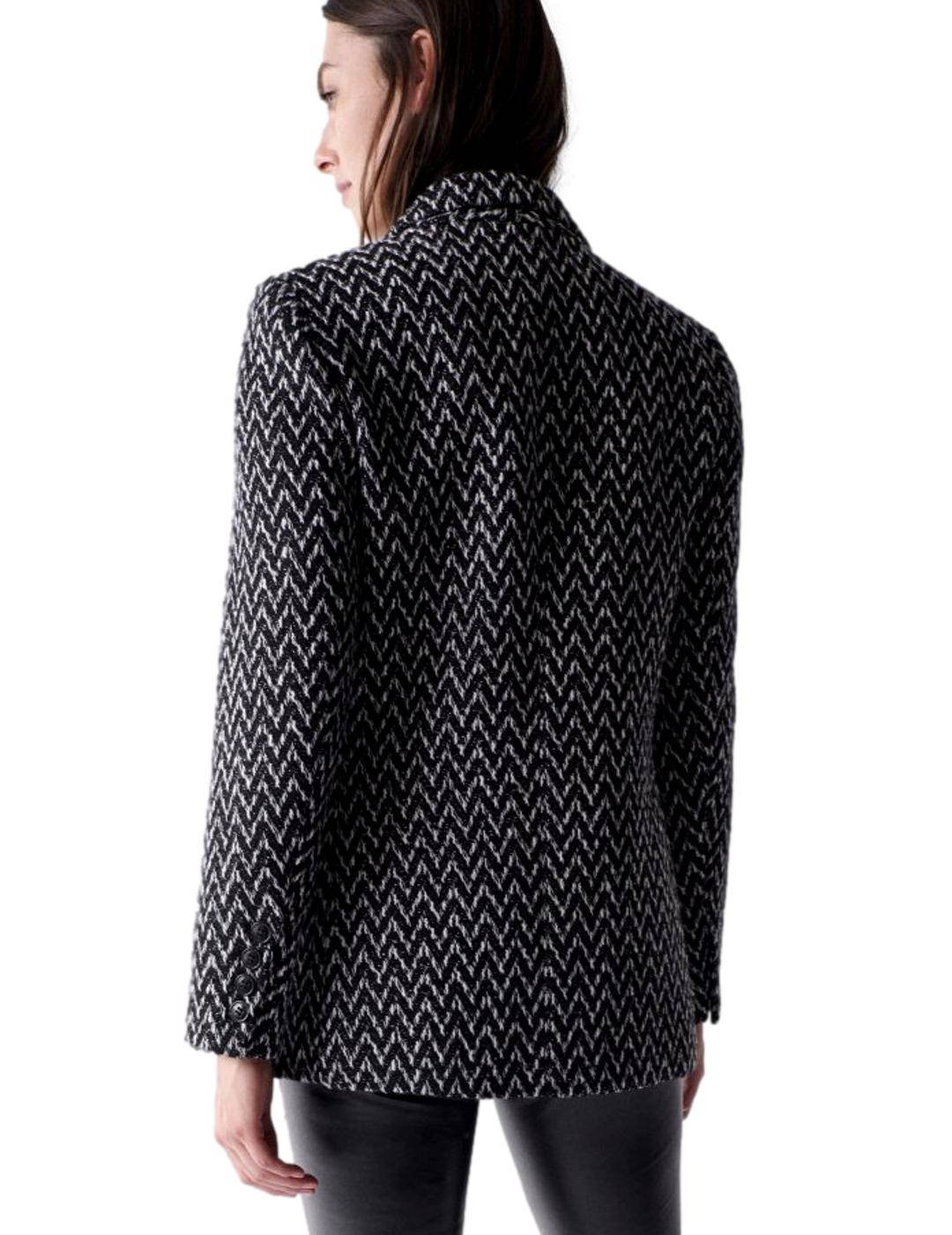 Blazer de paño con textura Salsa Blanco y Negro - Bicos de Fío