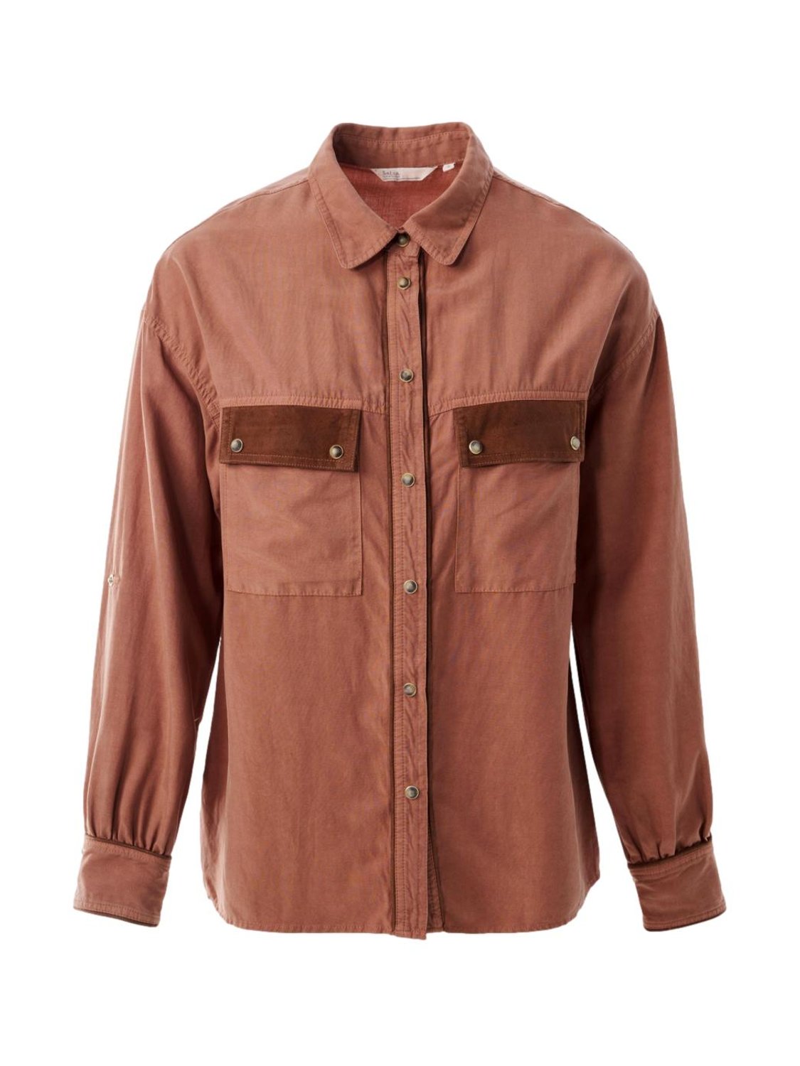 Camisa de lyocell con bolsillos de ante Salsa Rosa - Bicos de Fío