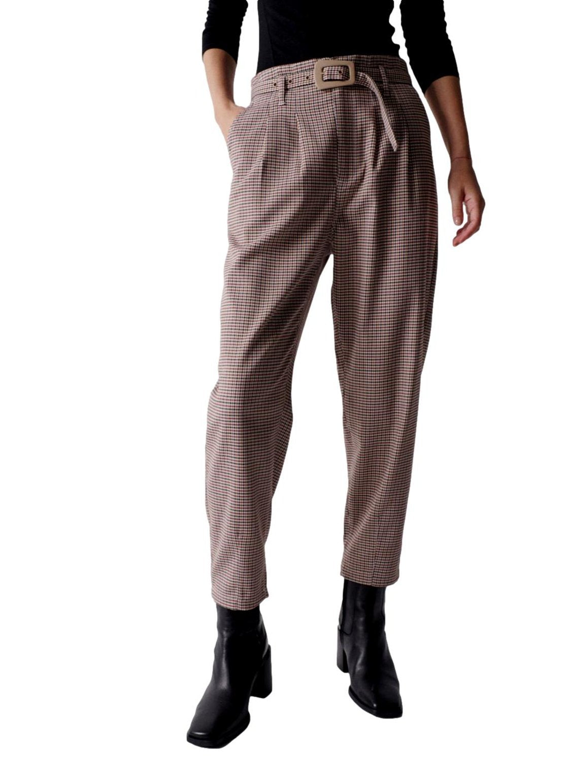 Pantalones Baggy de cuadros Salsa Arena - Bicos de Fío
