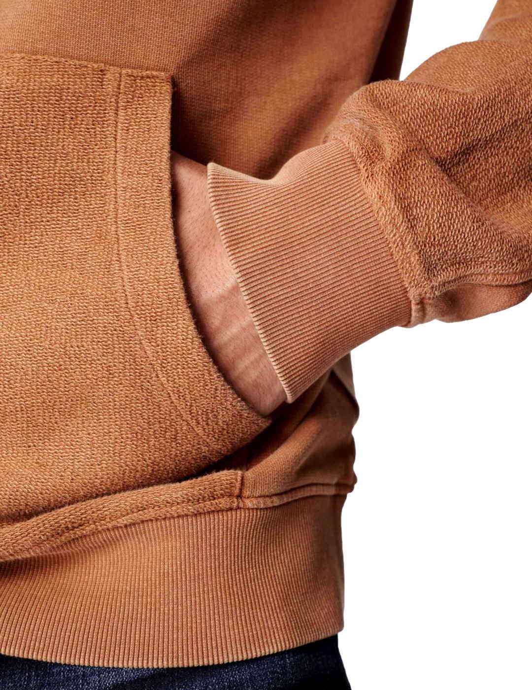 Sudadera con capucha mezcla de tejidos Salsa Marrón - Bicos de Fío