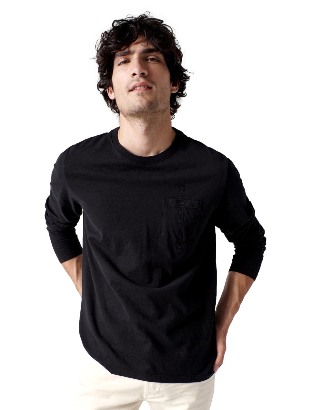Camiseta de manga larga con bolsillo Salsa Negro - Bicos de Fío