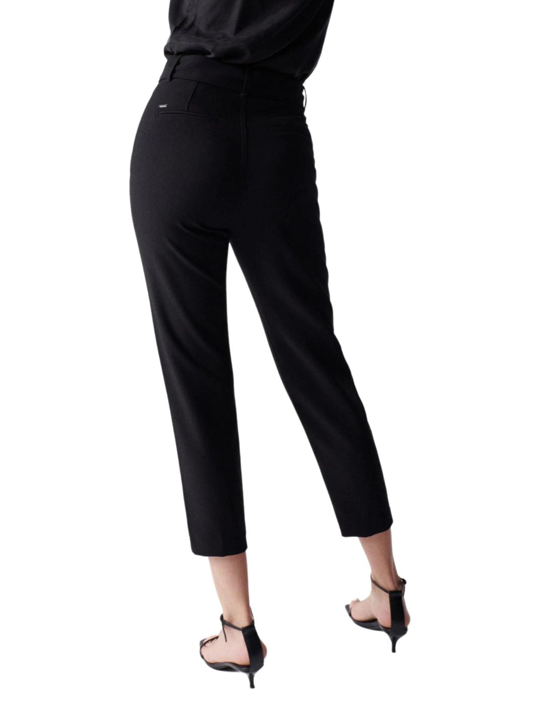 Pantalones slim de cintura alta Salsa Negro - Bicos de Fío