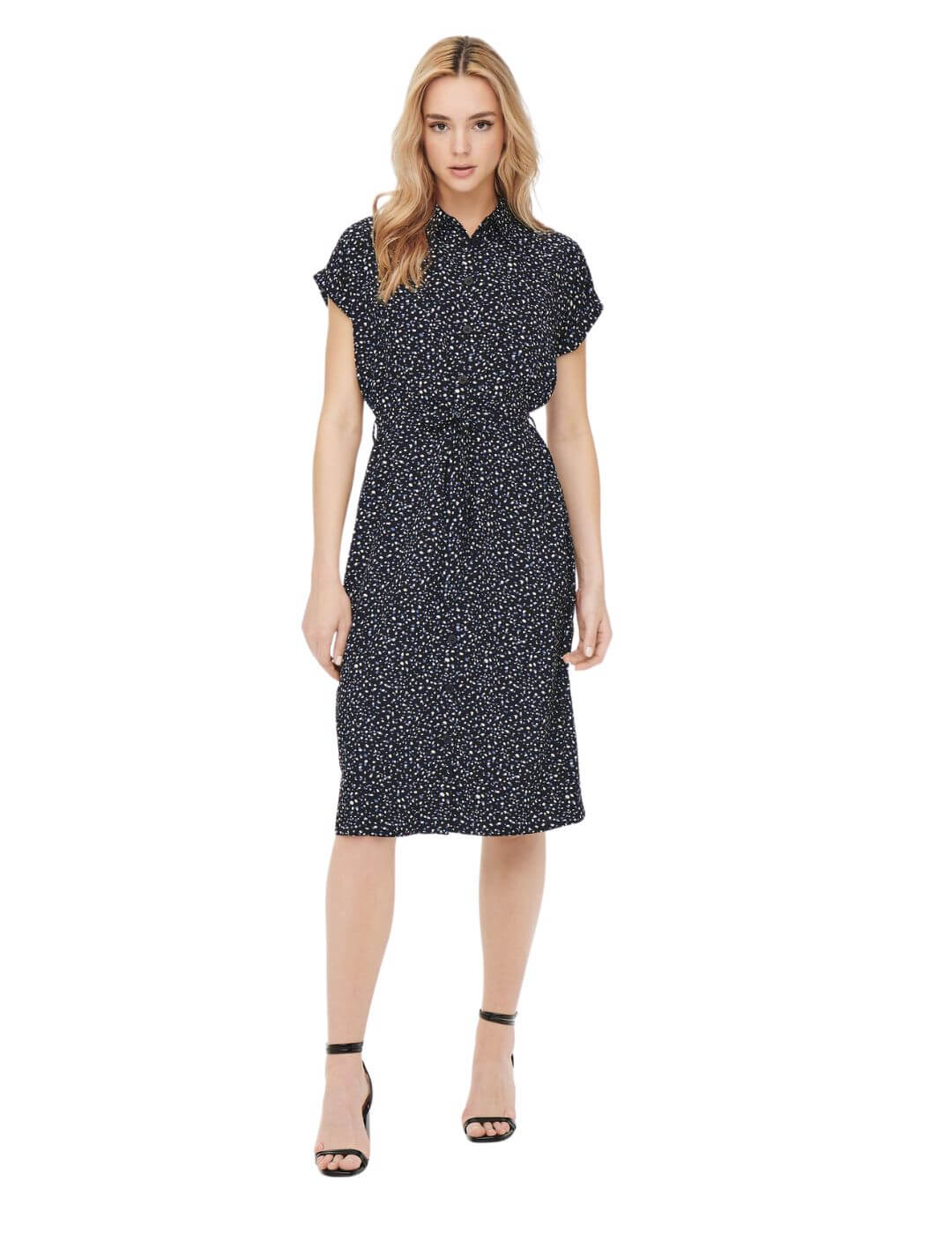 Vestido camisero de manga corta Only Onlhannover Azul Marino - Bicos de Fío