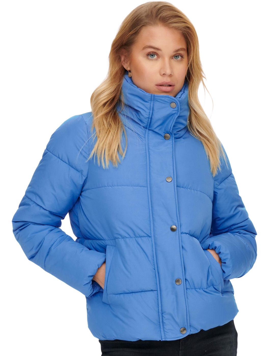 Chaqueta acolchada con cuello alto Only Cool Azul - Bicos de Fío