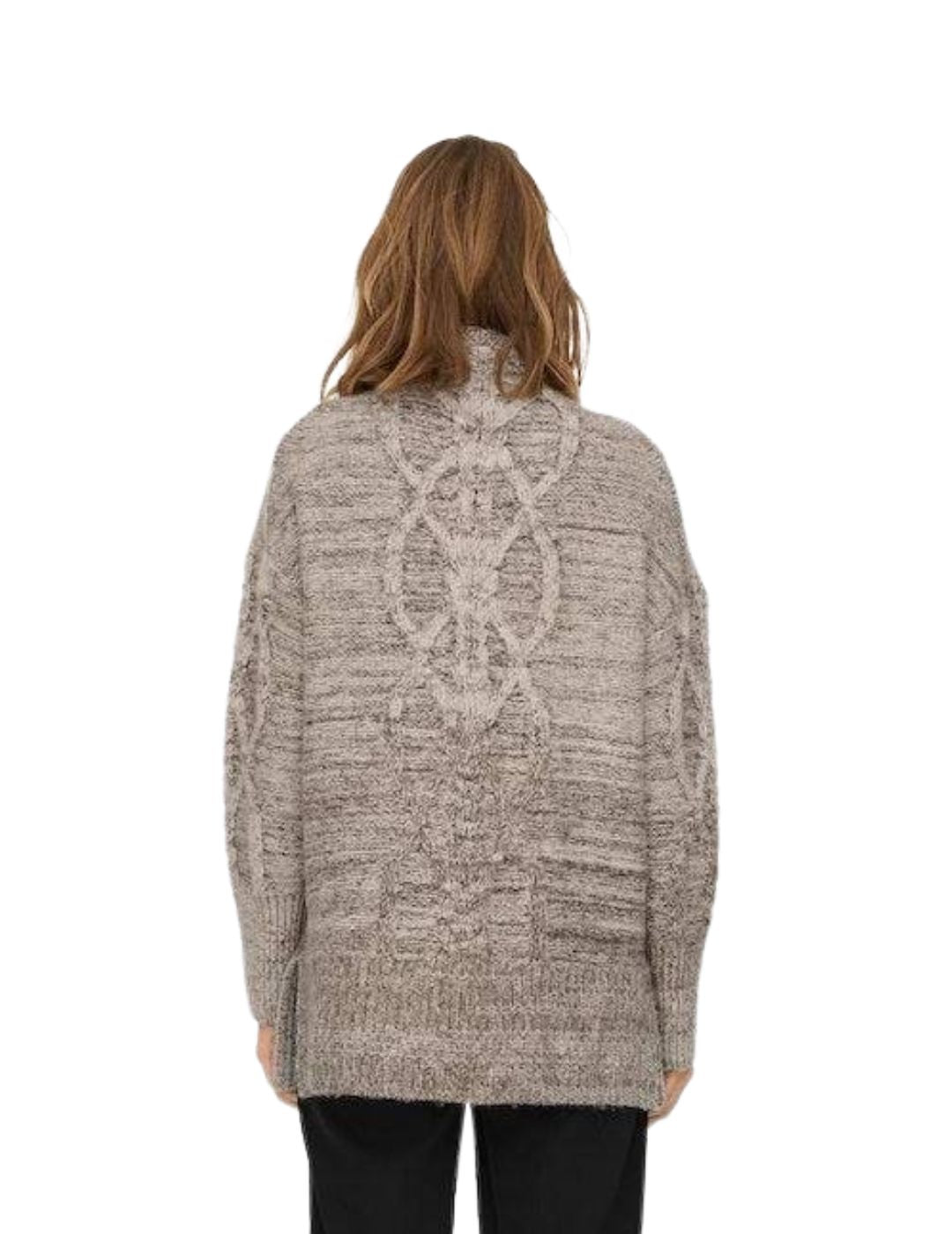 Jersey largo de cuello alto Only Sage Beige - Bicos de Fío