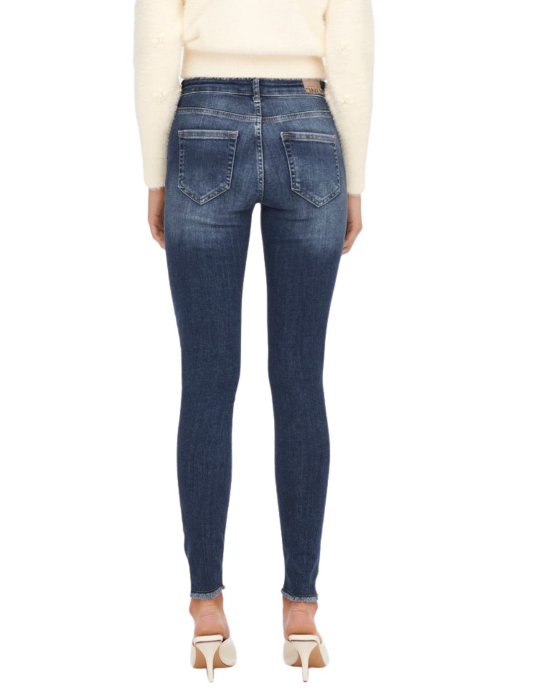 Vaqueros de corte skinny para mujer Only azul desgastado - Bicos de Fío