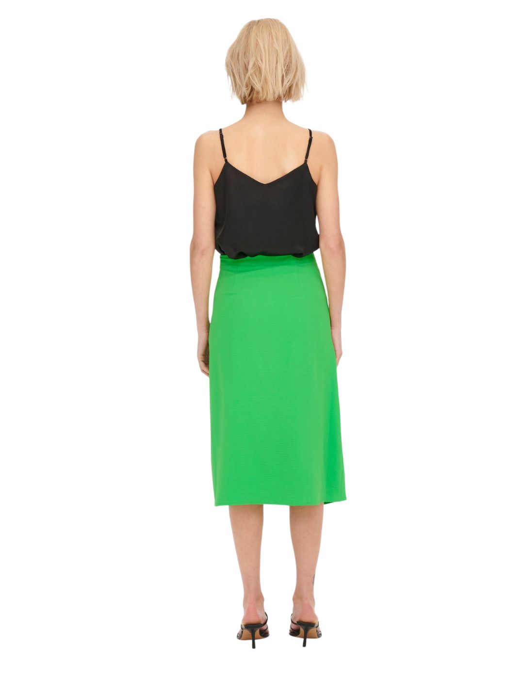 Falda midi con fruncido y apertura lateral Only Onlmette Verde - Bicos de Fío
