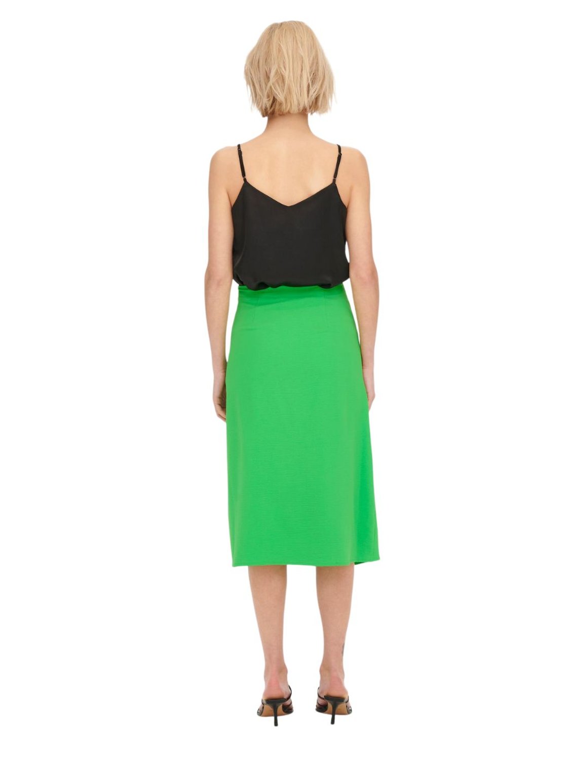 Falda midi con fruncido y apertura lateral Only Onlmette Verde - Bicos de Fío