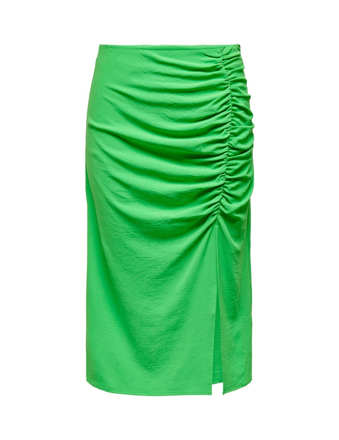 Falda midi con fruncido y apertura lateral Only Onlmette Verde - Bicos de Fío