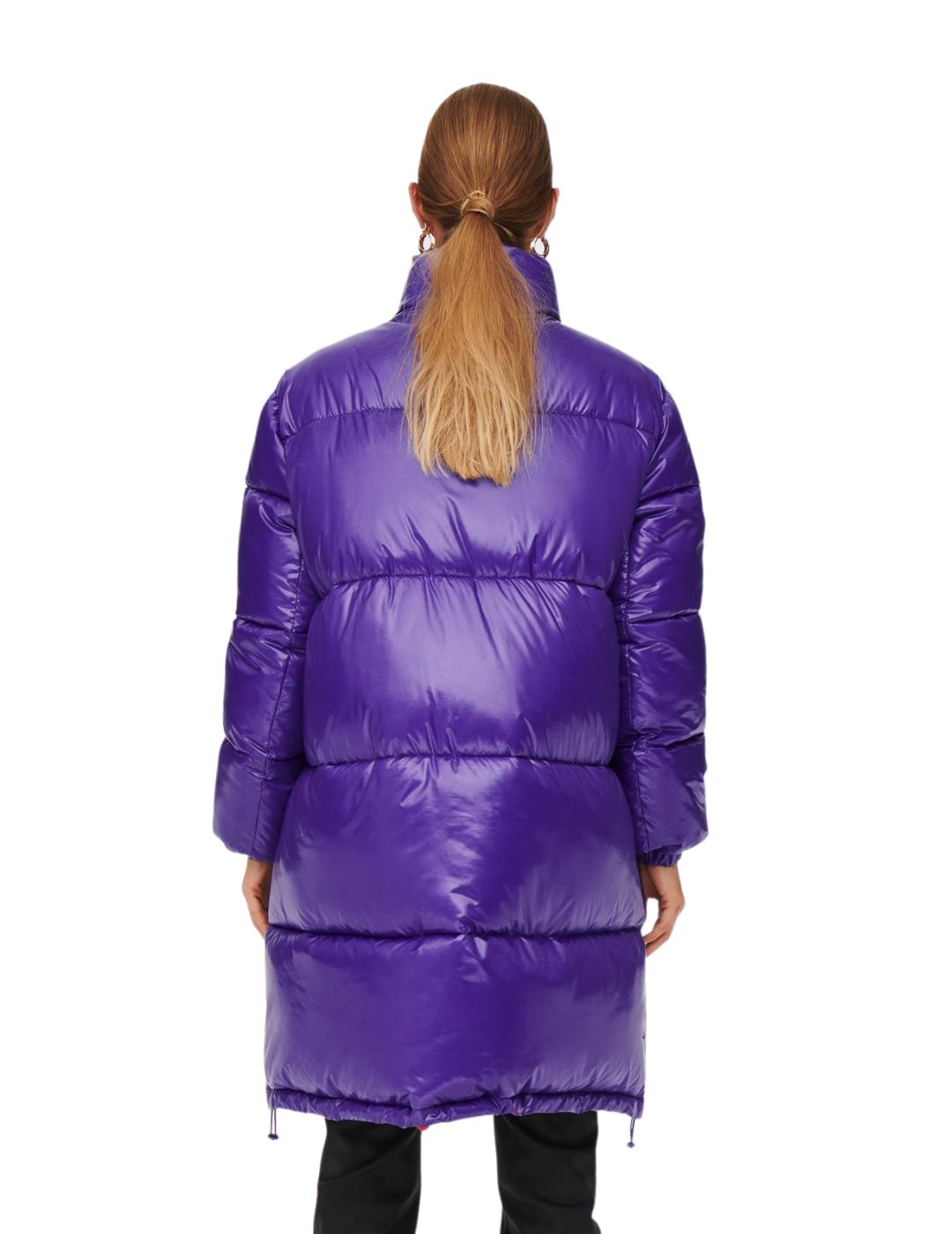 Chaqueta larga acolchada con cuello alto Only Sky Violeta - Bicos de Fío