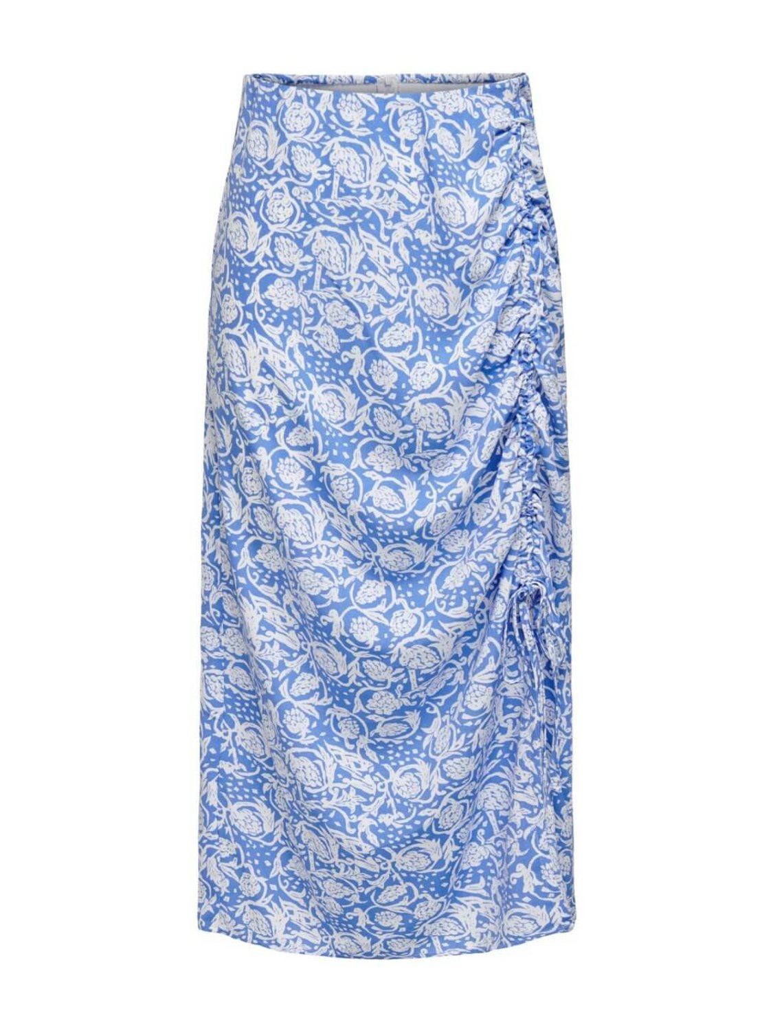 Falda midi estampada con fruncido Only Azul | Bicos de Fío