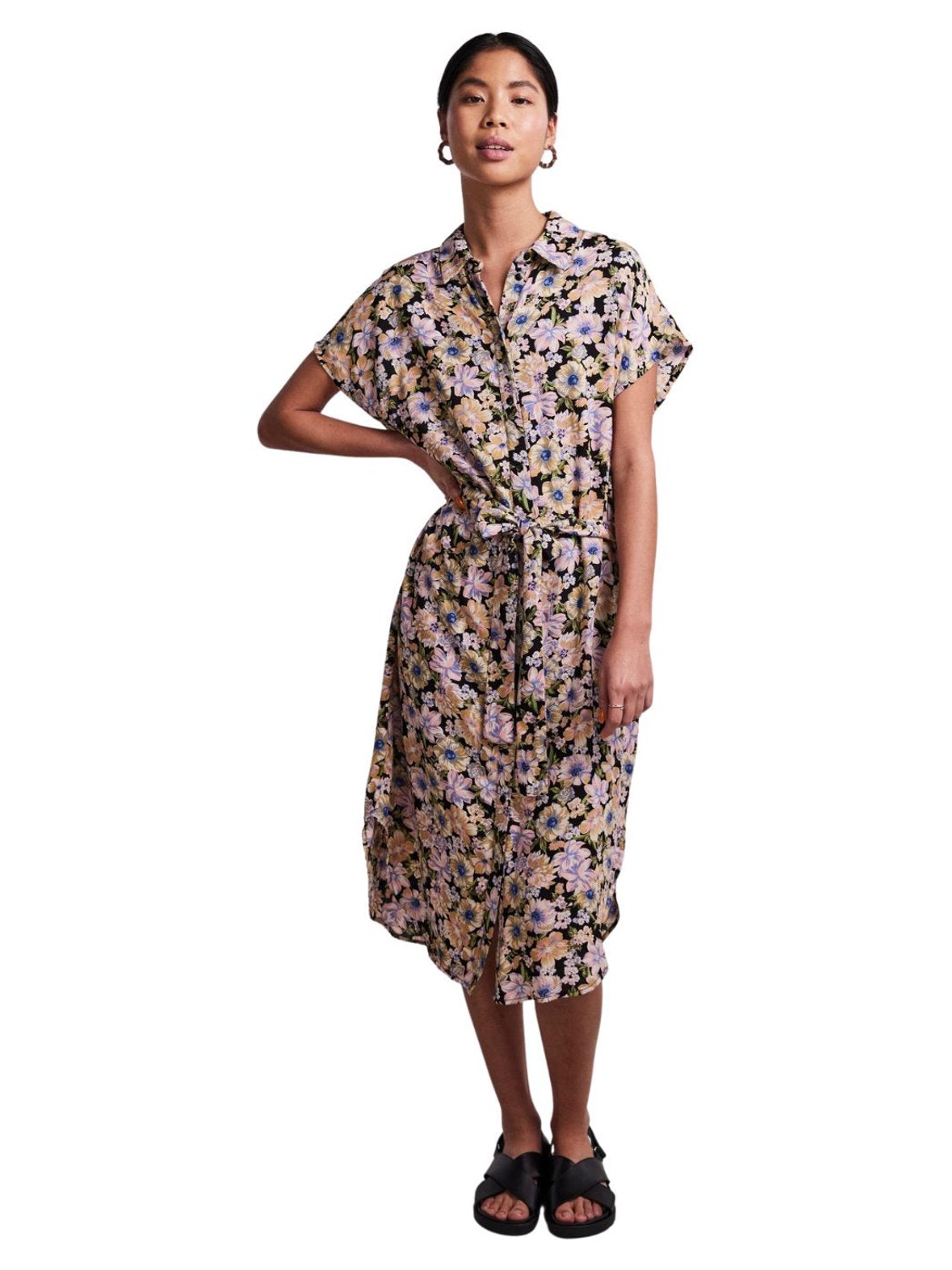 Vestido camisero estampado de flores Pieces Nya | Bicos de Fío