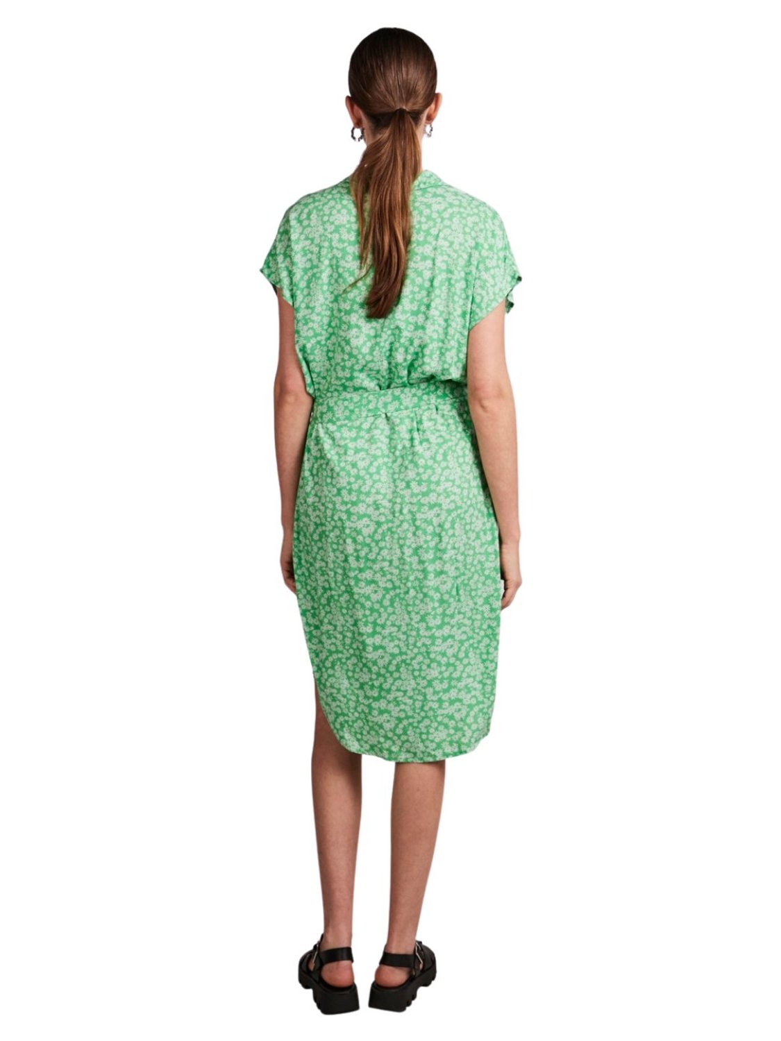 Vestido camisero verde estampado Pieces Nya | Bicos de Fío