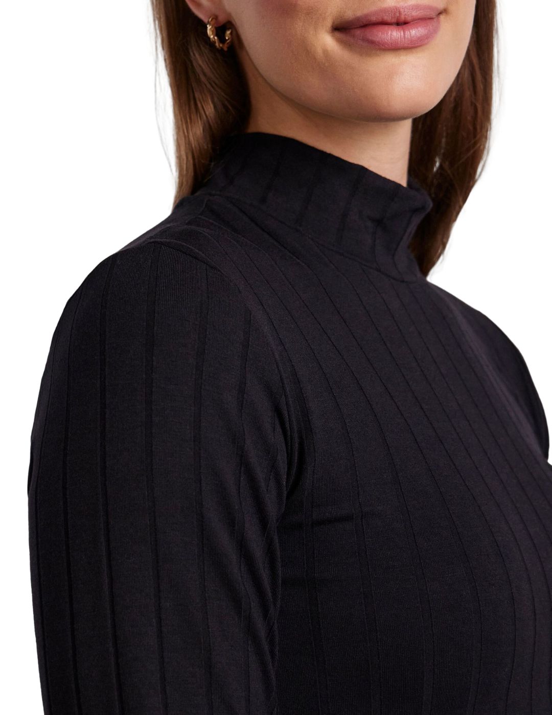 Camiseta de manga larga y cuello alto Pîeces Pcfemke Negro - Bicos de Fío