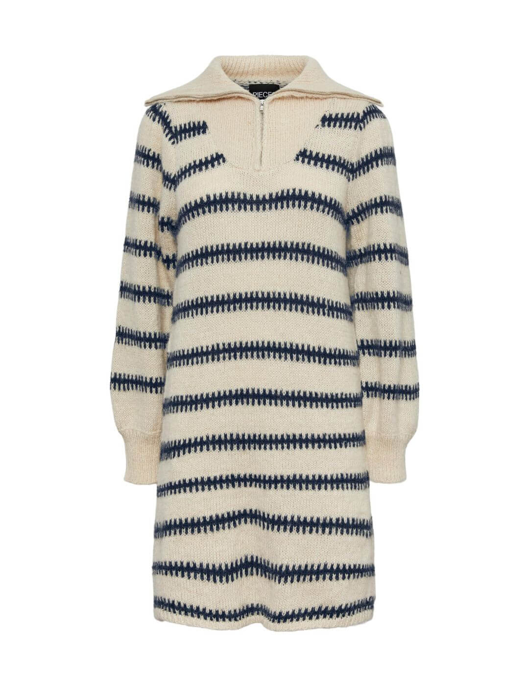 Vestido de punto de manga larga Pieces Pcnadine Beige - Bicos de Fío