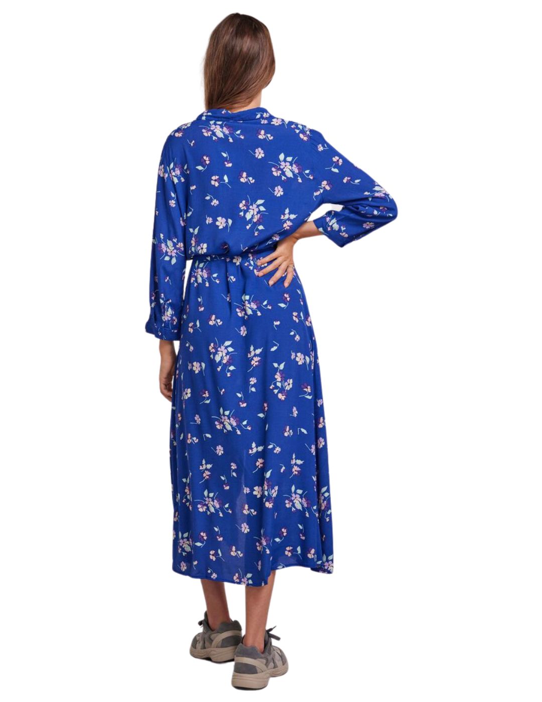 Vestido midi con estampado floral Pieces Pcnikita Azul - Bicos de Fío
