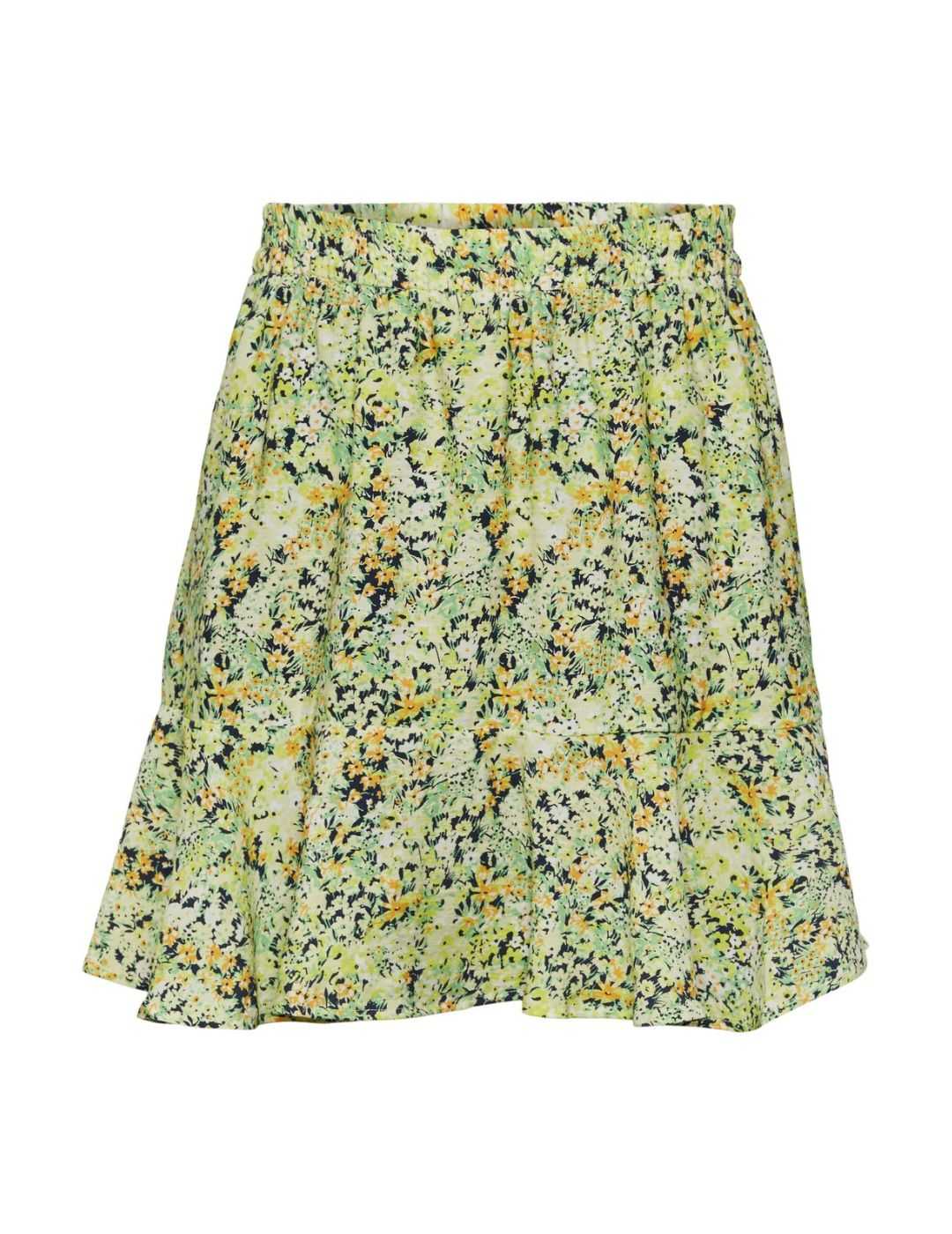 Minifalda verde estampada Pieces | Bicos de Fío