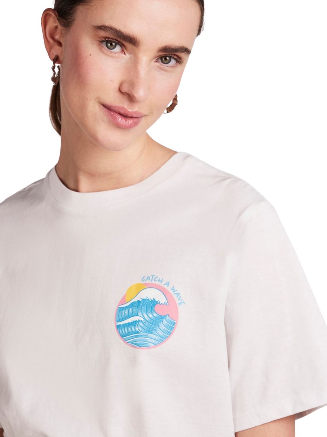 Camiseta de manga corta para mujer Pieces Wave Blanco - Bicos de Fío