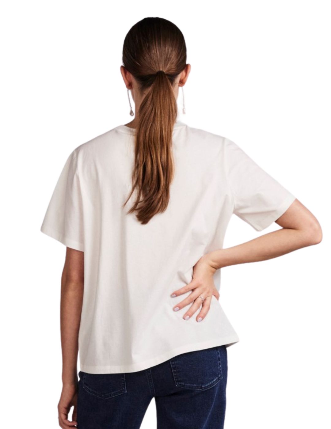 Camiseta de manga corta para mujer Pieces Miami Blanco - Bicos de Fío
