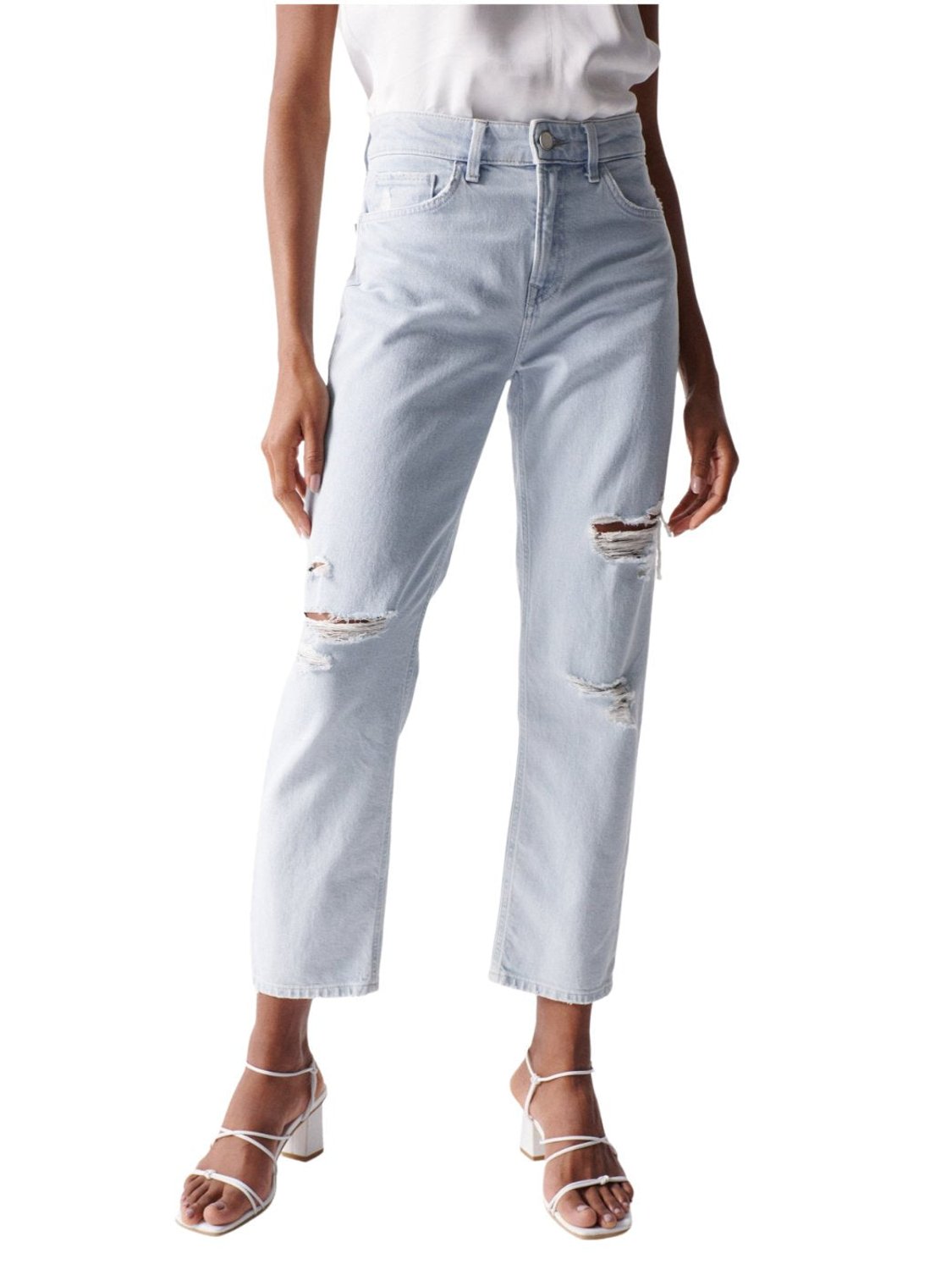 Vaqueros con rotos Salsa True Slim Azul Claro | Bicos de Fío