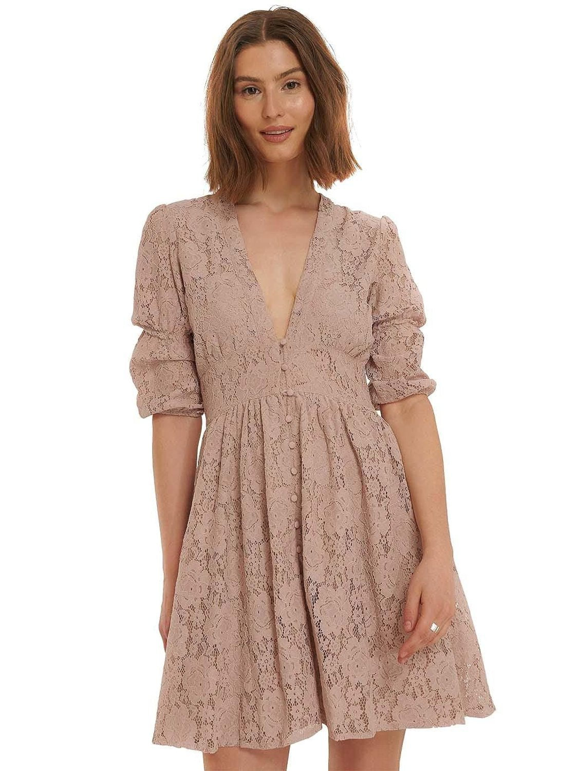 Vestido Corto NA-KD Rosa - Bicos de Fío