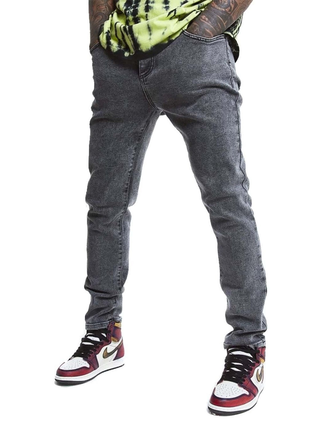 Vaqueros SikSilk x Steve Aoki Loose Fit Gris - Bicos de Fío