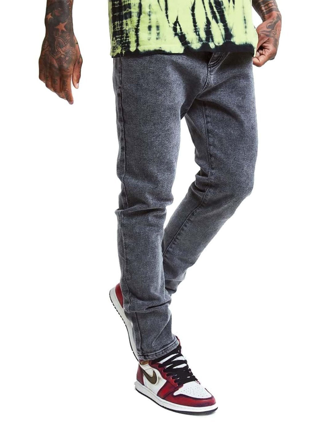 Vaqueros SikSilk x Steve Aoki Loose Fit Gris - Bicos de Fío