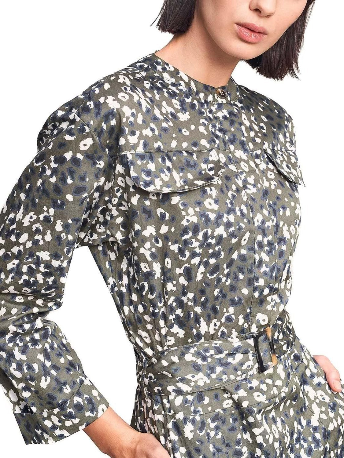 Vestido evasé Salsa Jeans con cinturón Verde - Bicos de Fío