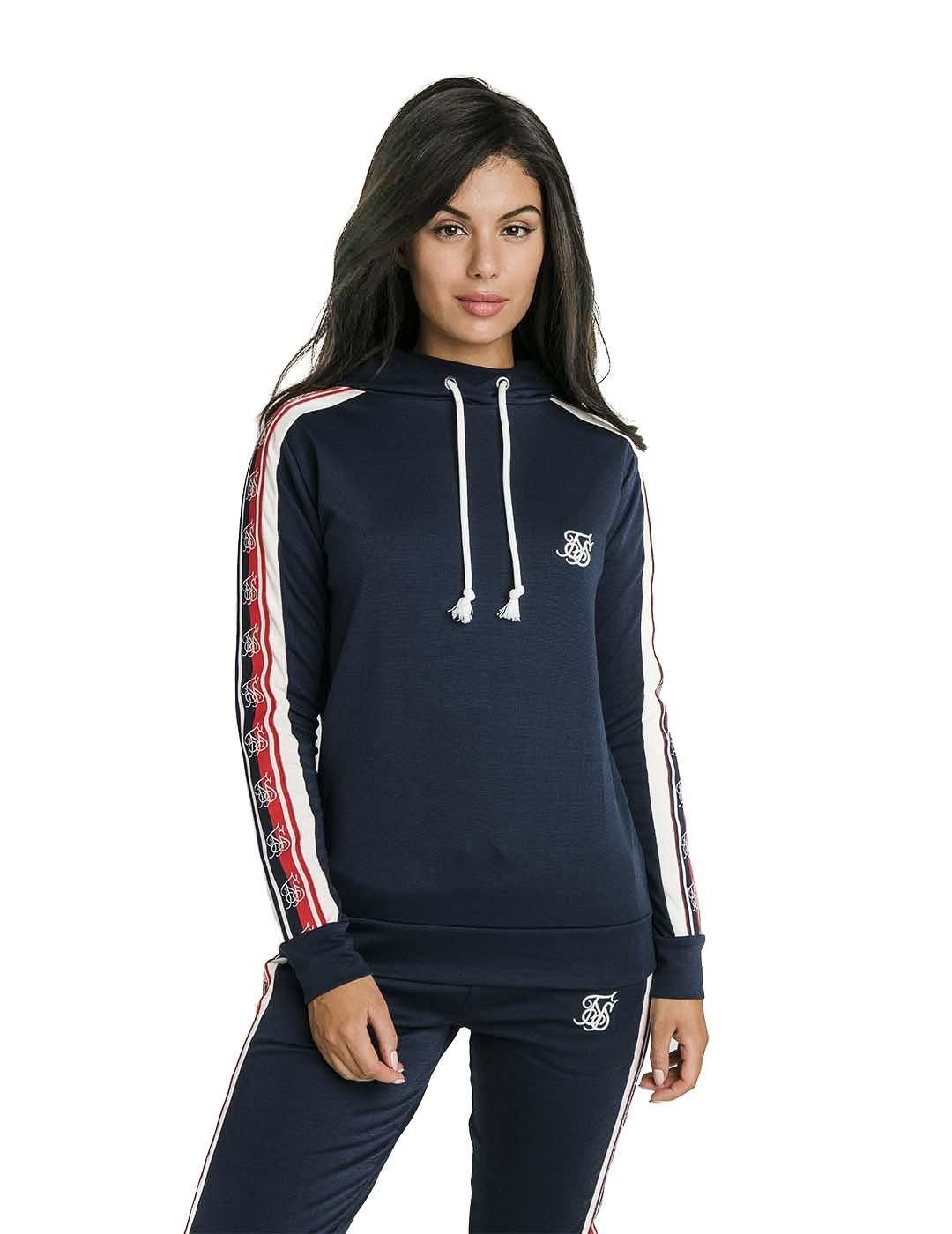 Sudadera SikSilk Classic Tape Longline Marino - Bicos de Fío