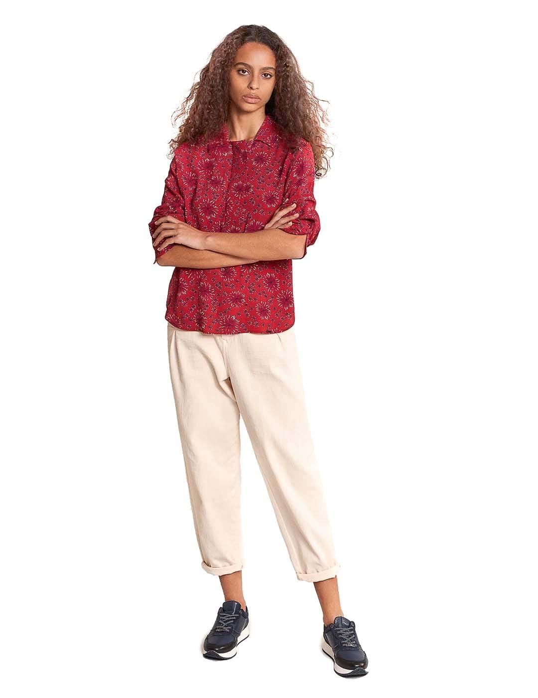 Túnica Salsa Jeans Estampado Flores Roja - Bicos de Fío