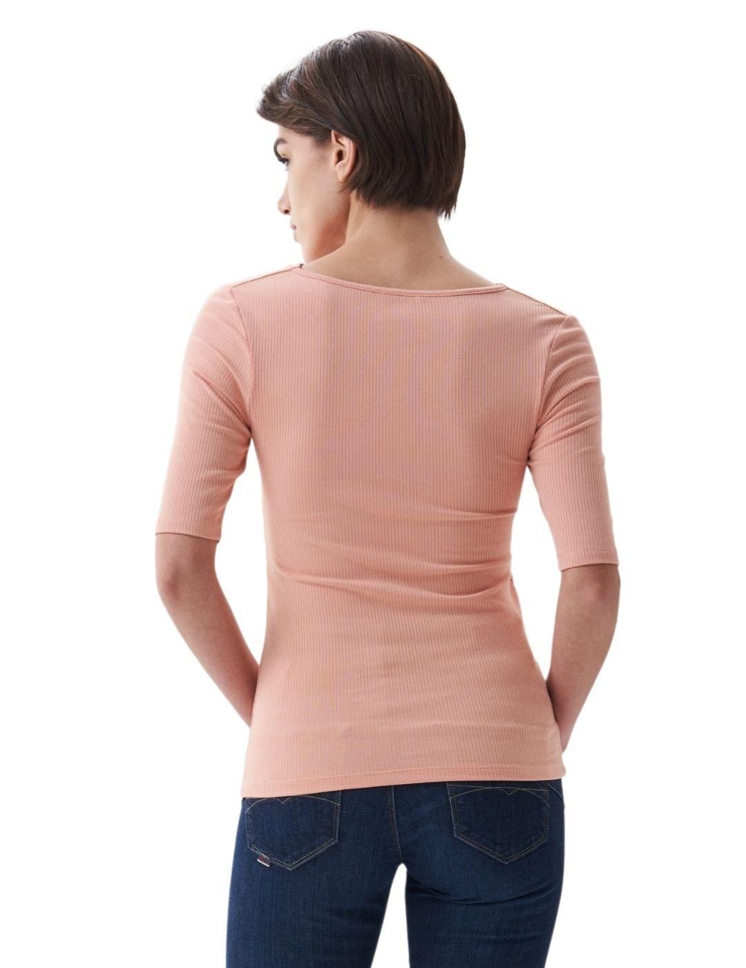 Camiseta con nudo en escote Salsa Jeans Rosa - Bicos de Fío