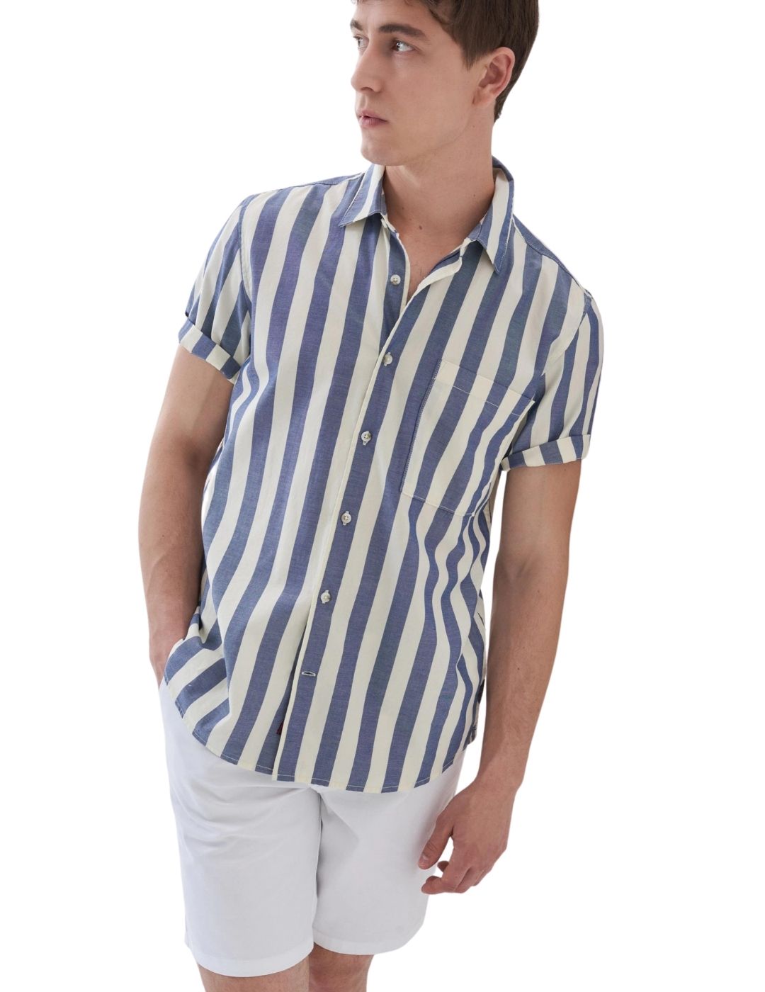 Camisa de manga corta Salsa Jeans Rayas Azul - Bicos de Fío