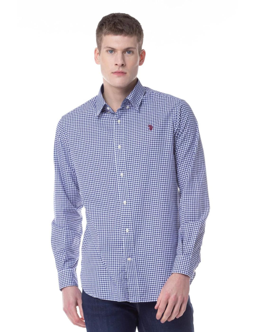 Camisa de manga larga de cuadros U.S Polo Assn Dirk Azul - Bicos de Fío