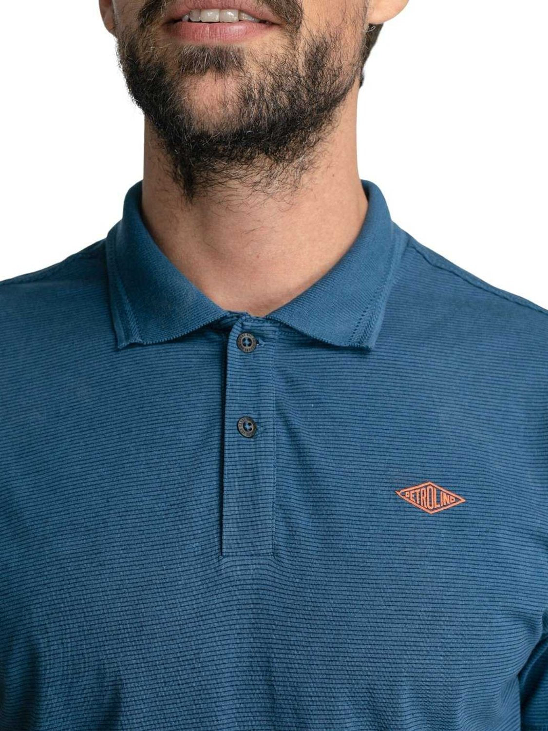 Polo azul de manga corta con logo Petrol Industries | Bicos de Fío