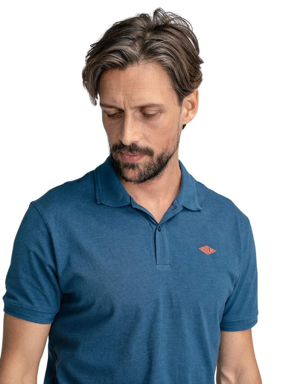 Polo azul de manga corta con logo Petrol Industries | Bicos de Fío