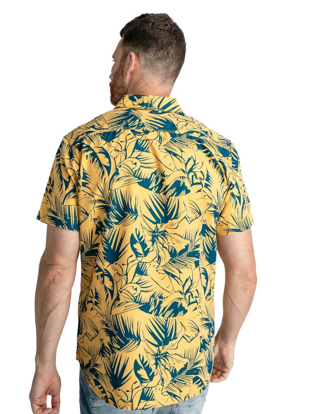 Camisa botanical de manga corta Petrol Ind. Amarillo | Bicos de Fío