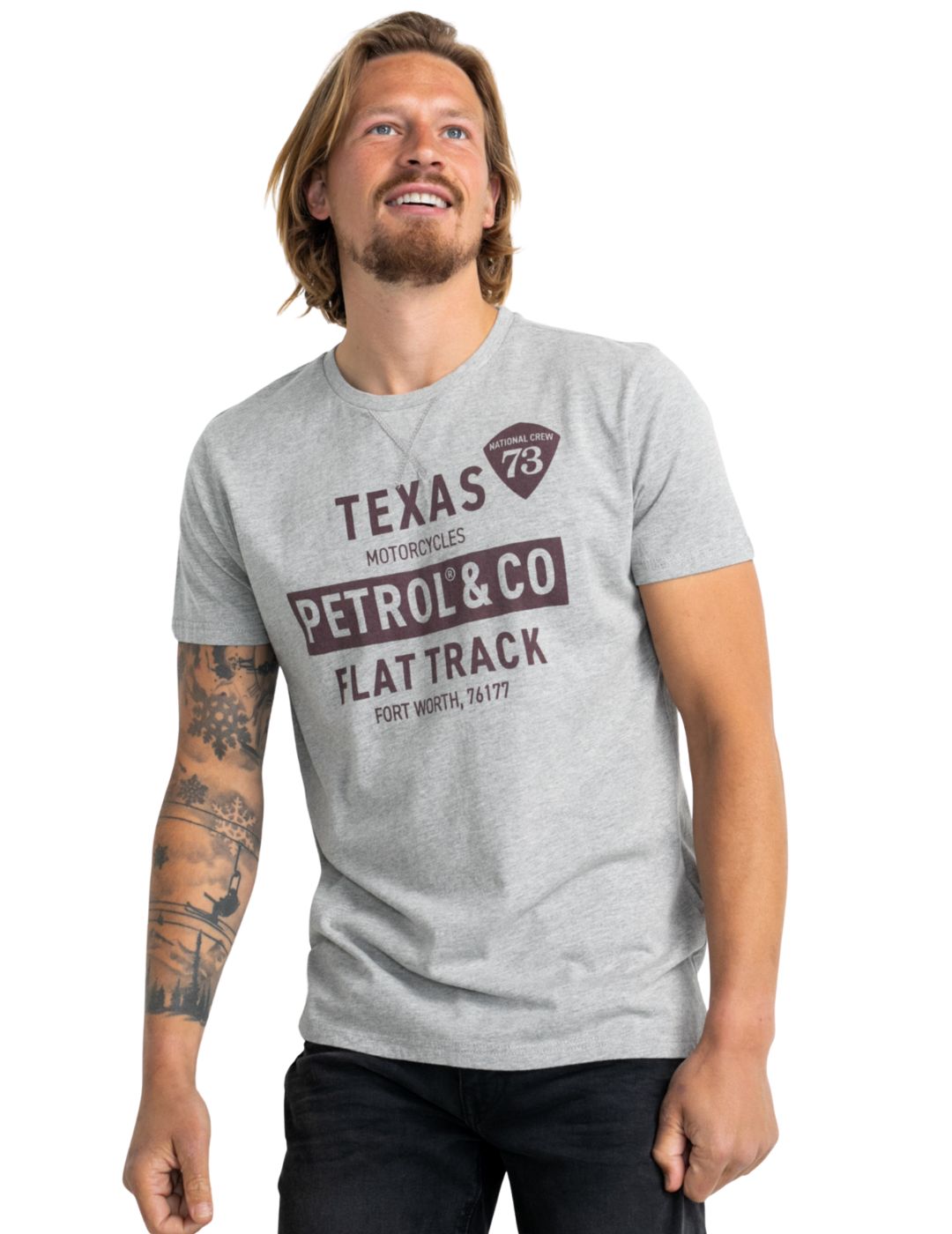 Camiseta Petrol Industries Flat Track Gris - Bicos de Fío