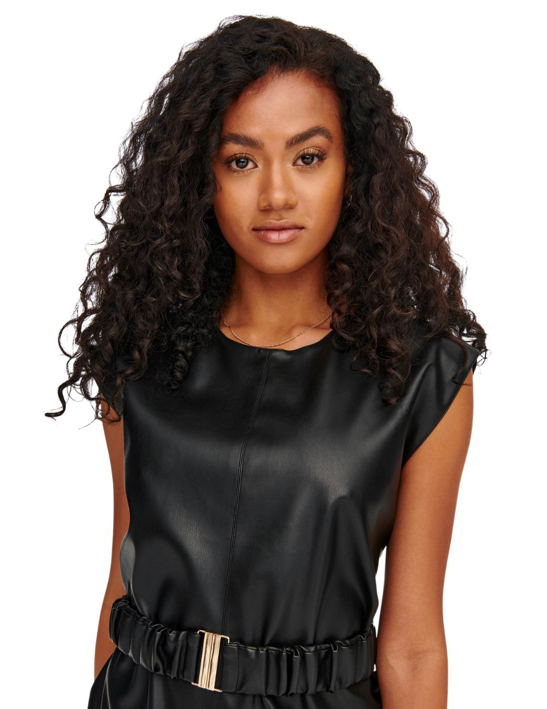 Vestido corto efecto piel Only Onllina Negro - Bicos de Fío