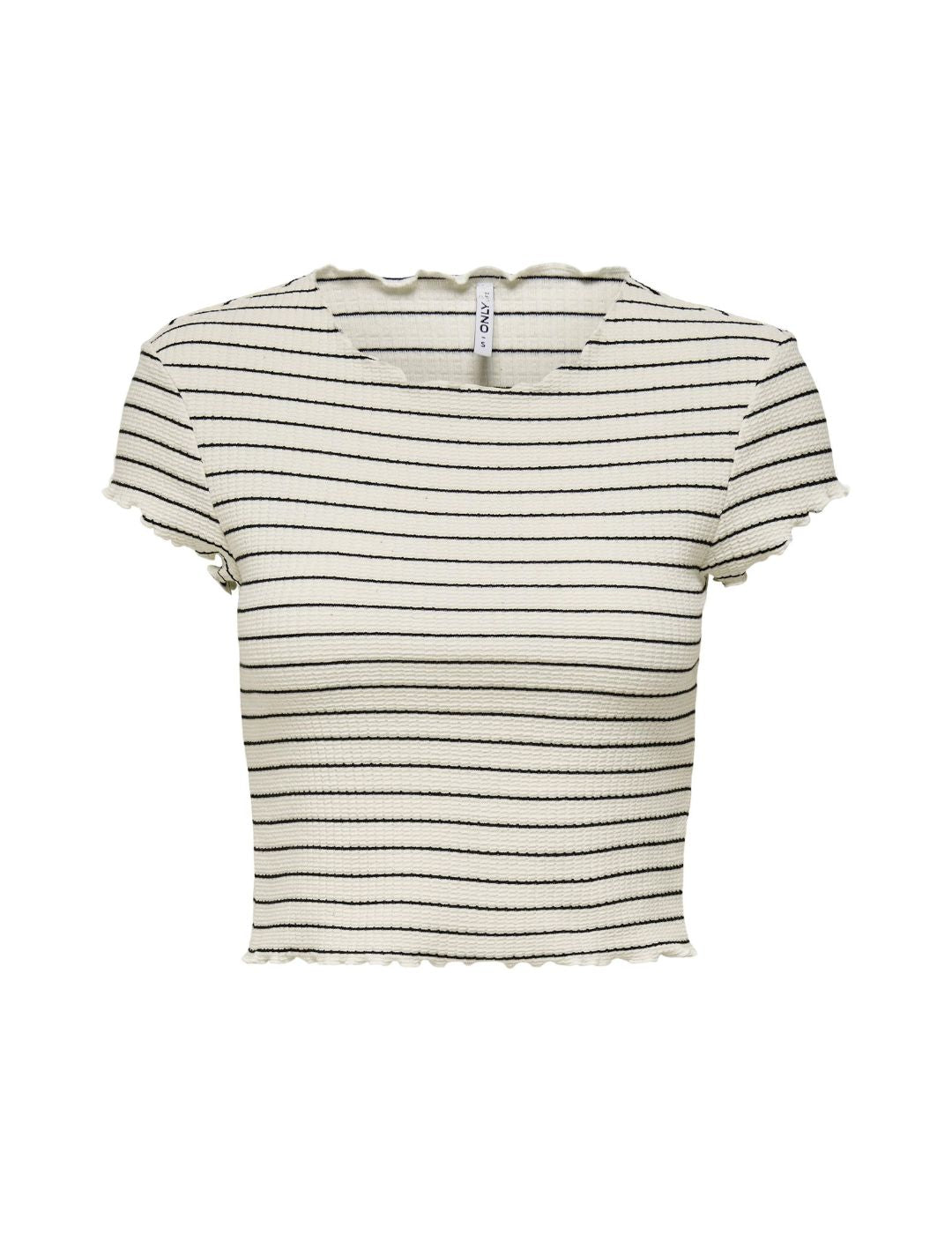 Top cropped de rayas Only Anits Beige - Bicos de Fío