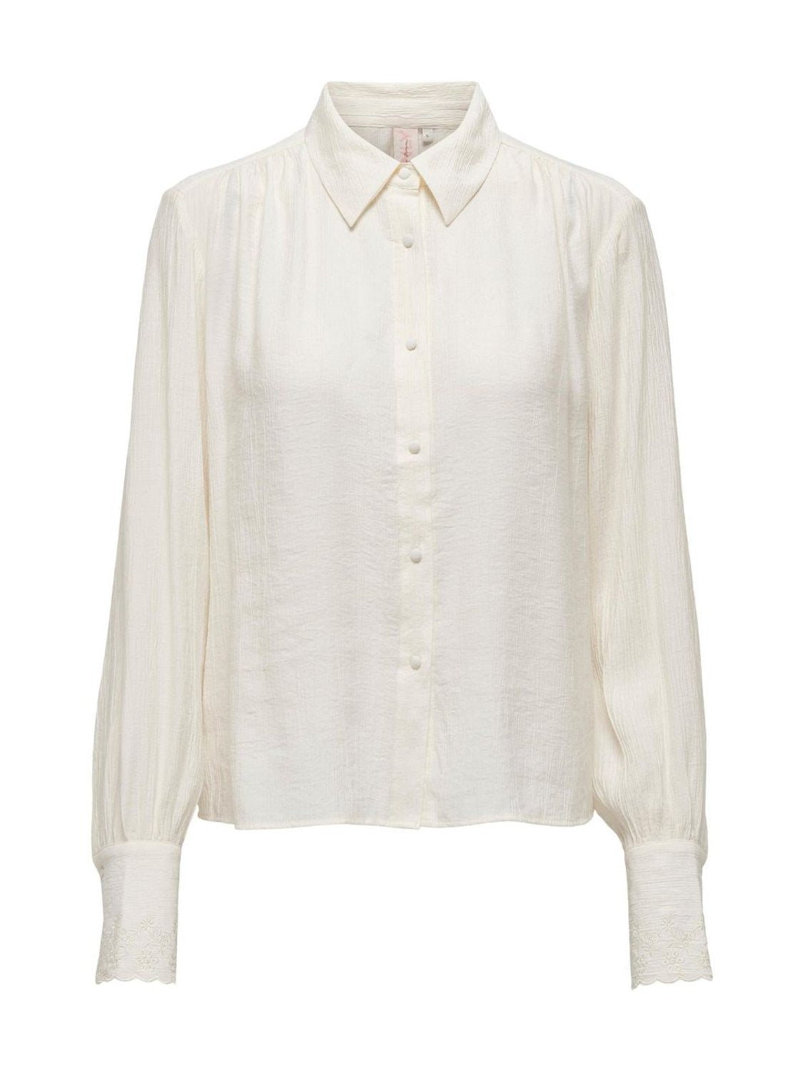 Camisa con bordados en puño Only Edel Crudo - Bicos de Fío