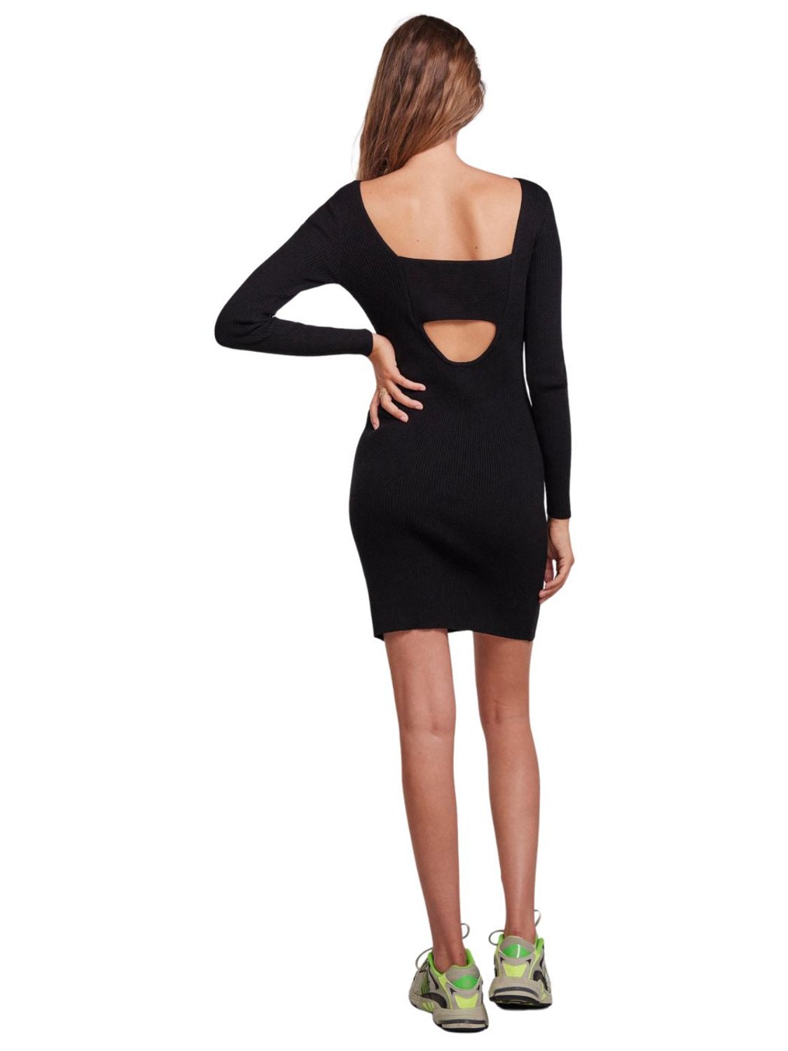 Vestido de punto con espalda abierta Pieces Pcnia Negro - Bicos de Fío