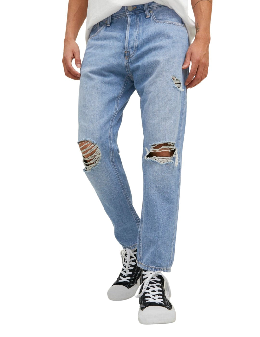 Vaqueros Cropped Jack and Jones Azul | Bicos de Fío