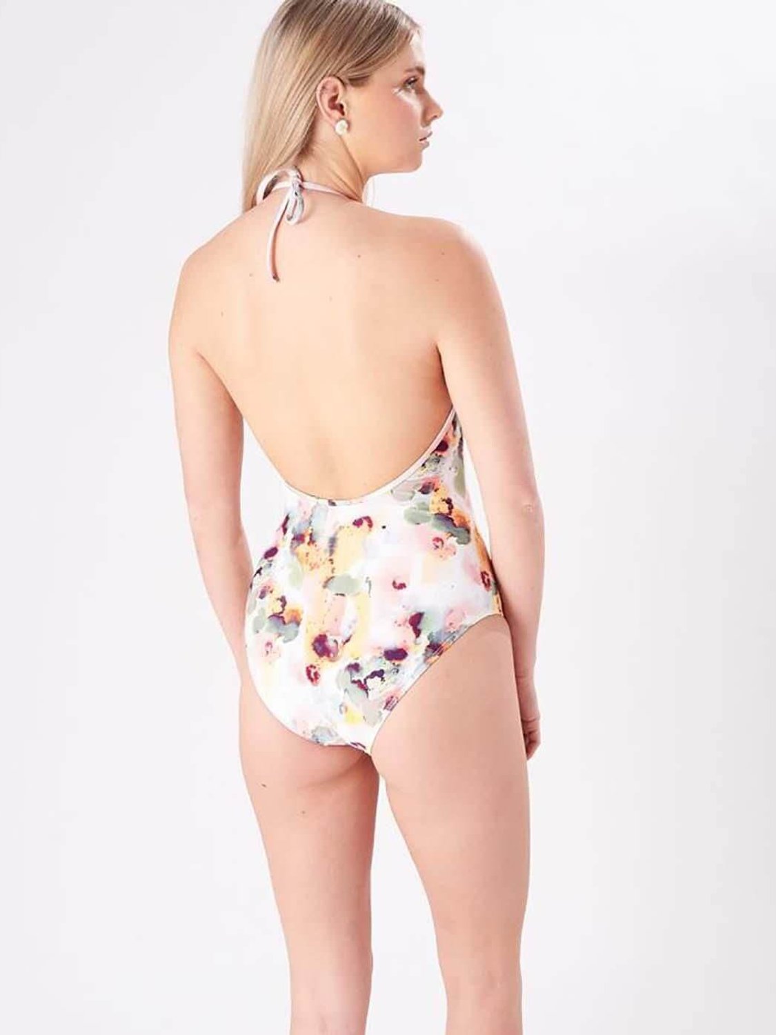 Bañador con estampado floral 24 Colours Beige - Bicos de Fío