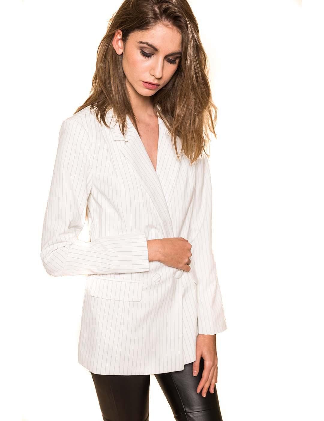 Blazer ICHI Edima Rayas Blanco Bicos de Fío