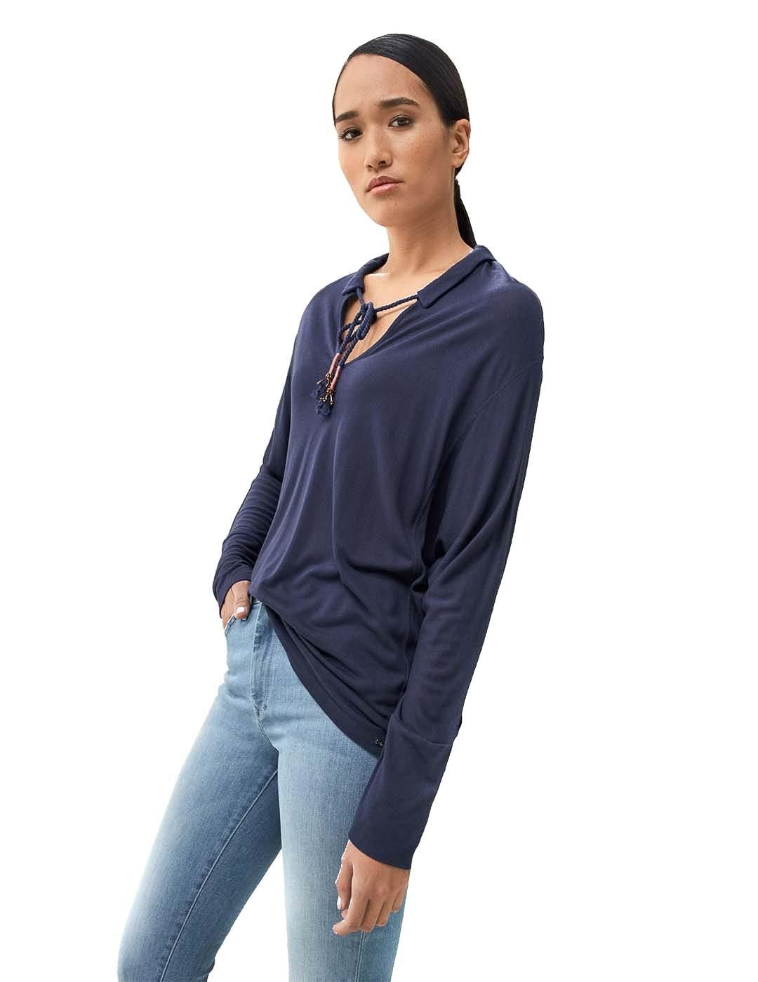 Blusa Salsa Jeans Cordón Azul Marino - Bicos de Fío