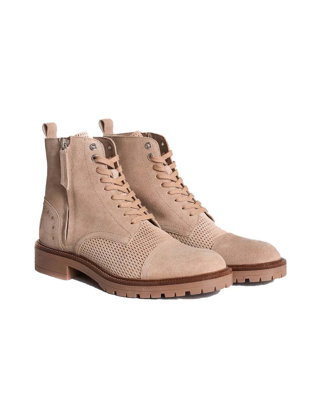 Bota militar de ante perforado Salsa Jeans Camel - Bicos de Fío