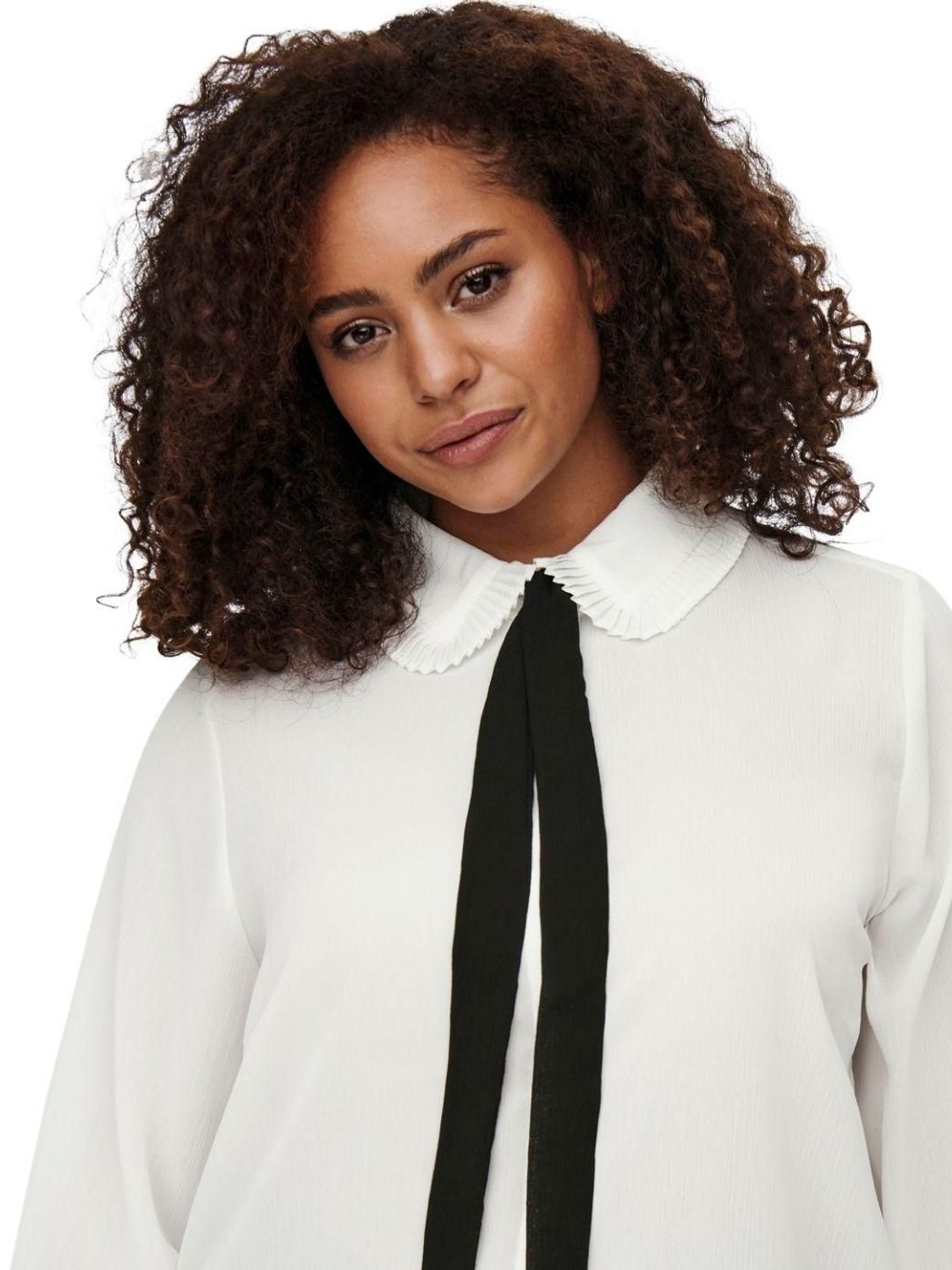 Camisa con lazo Only Carmakoma Blanco - Bicos de Fío