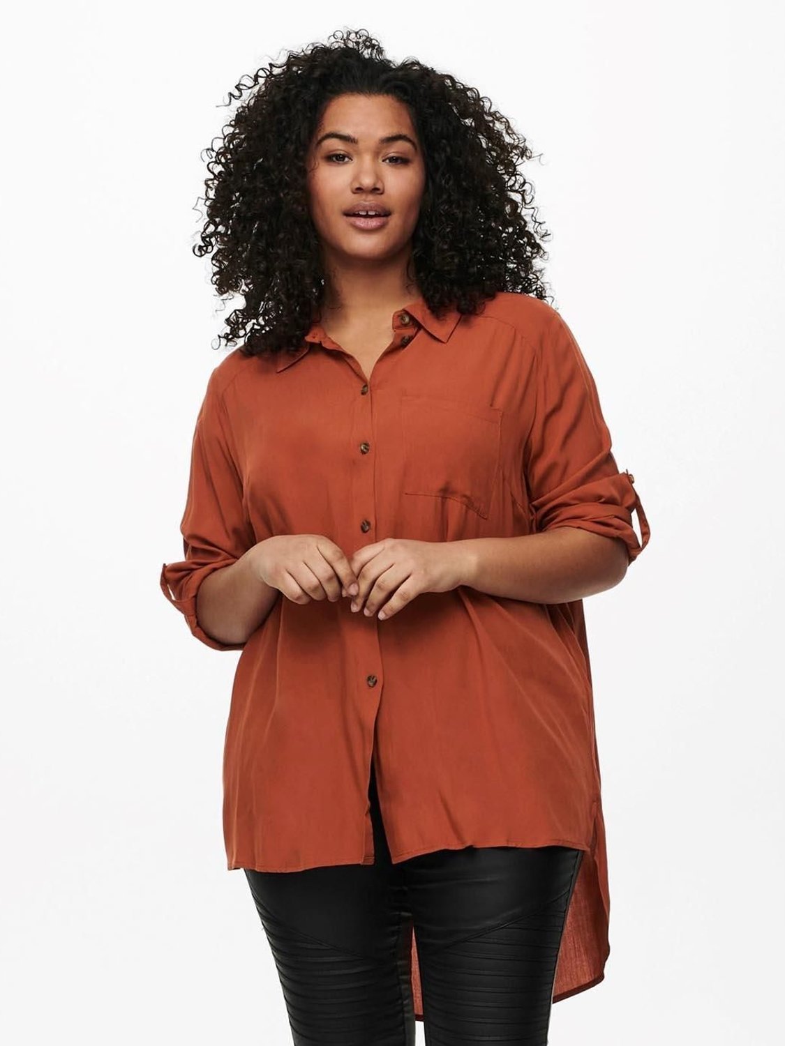 Camisa larga ONLY CARMAKOMA Cardenizia Naranja - Bicos de Fío
