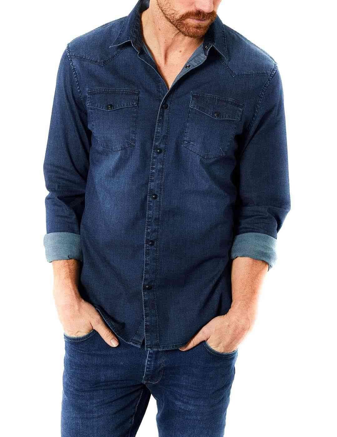 Camisa M/L PETROL Dark Indigo Denim - Bicos de Fío